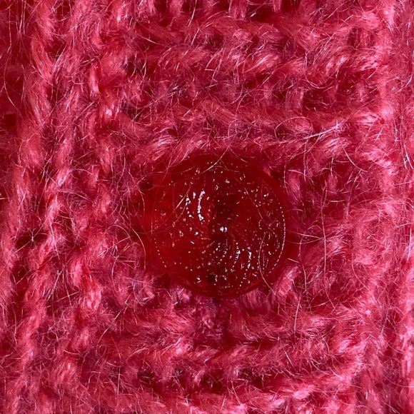 GUINEVERE Womans Large Mohair Cropped Cable Knit Long Sleeve V Neck Cardigan - Picture 7 of 12